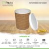 Paper Food Container - White and Ripple Paper with Lid -750ml