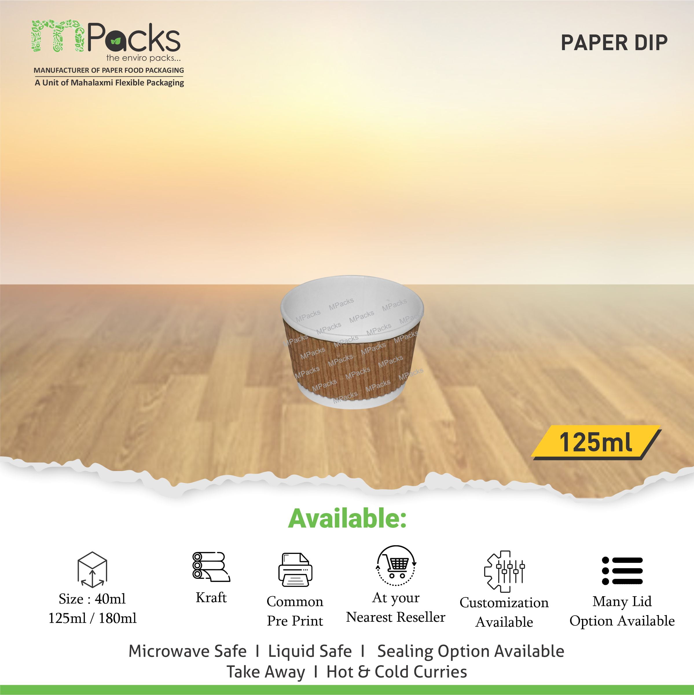 Paper Food dip Container | Paper dip White | Dip| White Paper Dip with Lid | Dip 180ml, 6oz Size