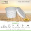 Paper Food Container, Soup Bowl - White Paper with Lid -500ml, 16oz Size