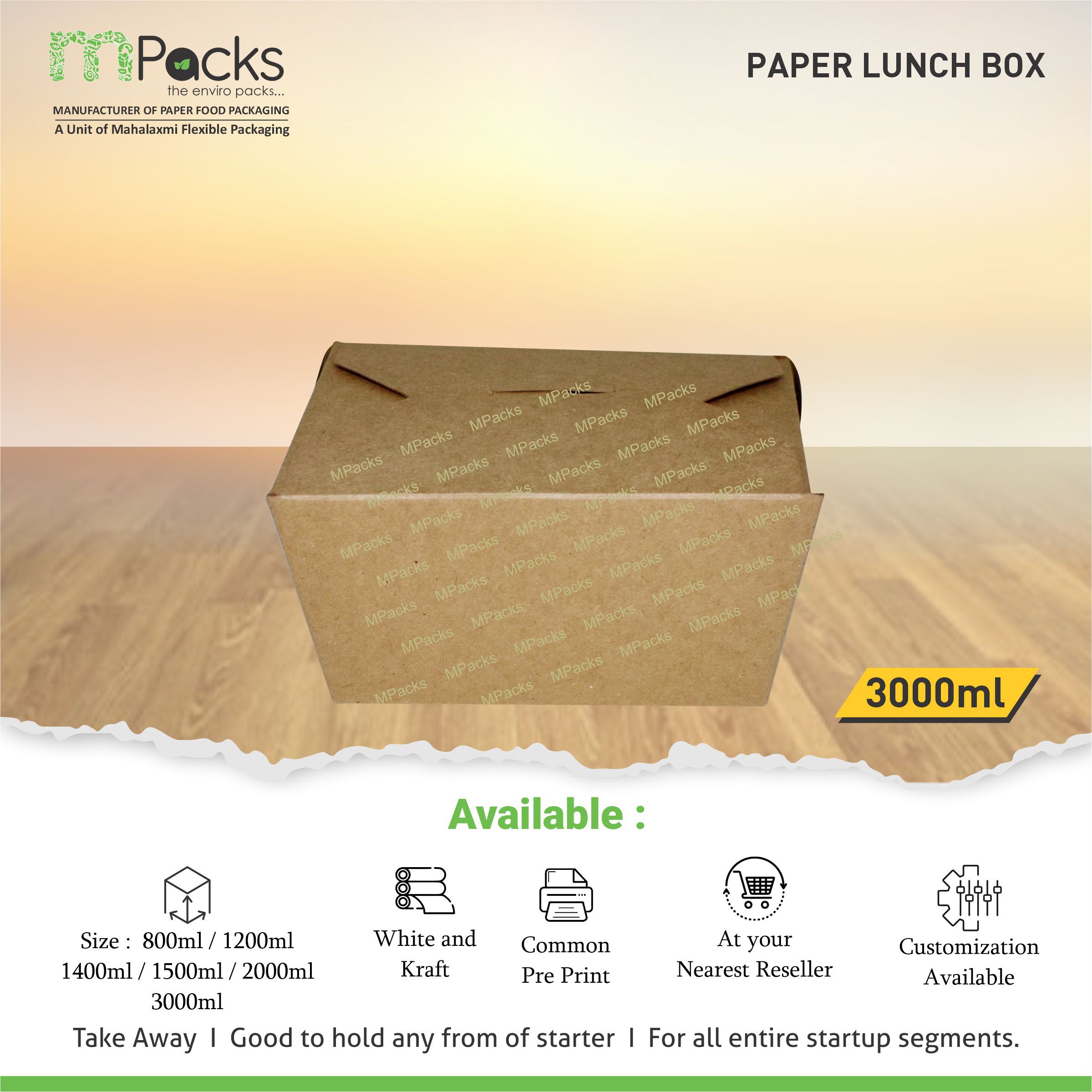 3000 ML PAPER LUNCH BOX