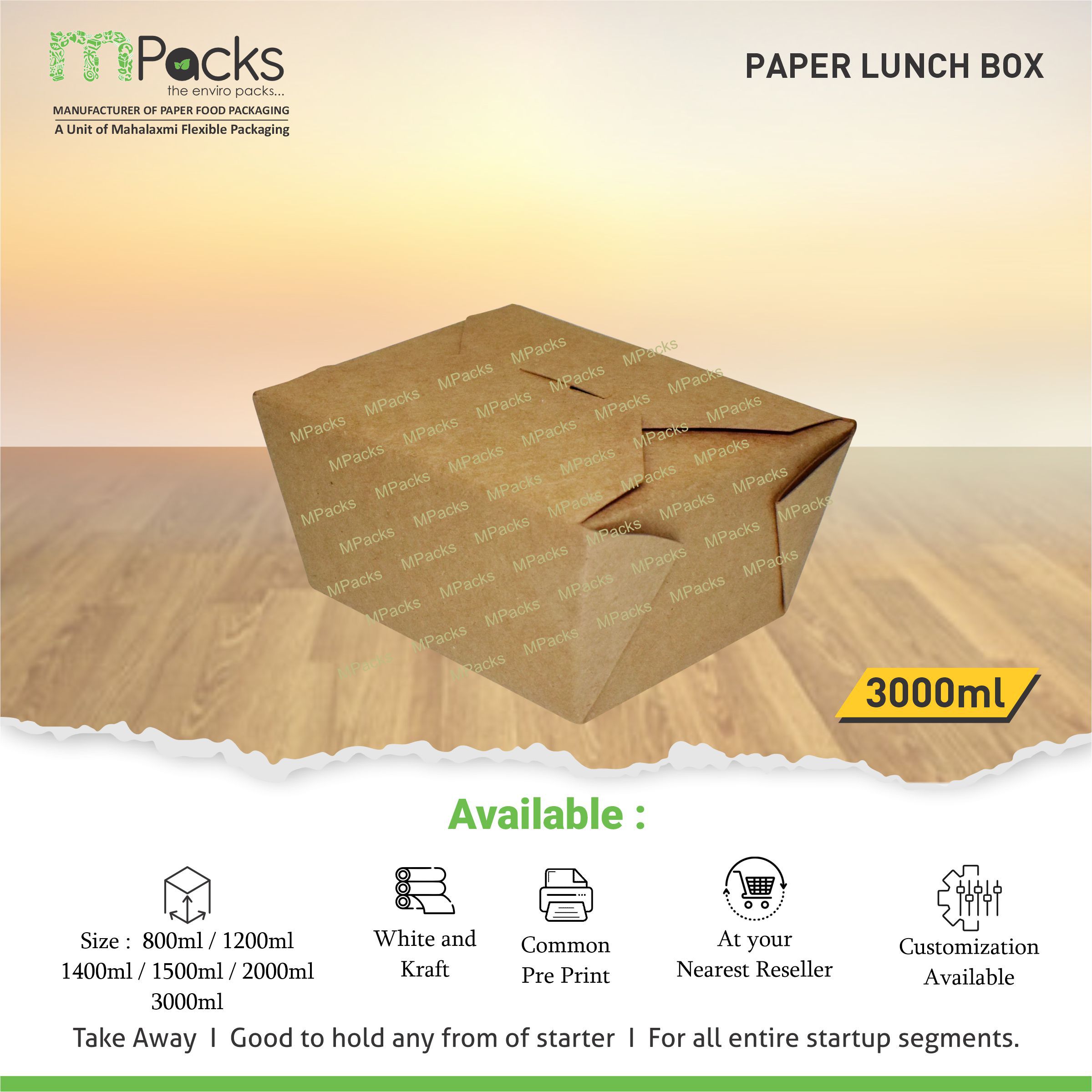 3000 ML PAPER LUNCH BOX