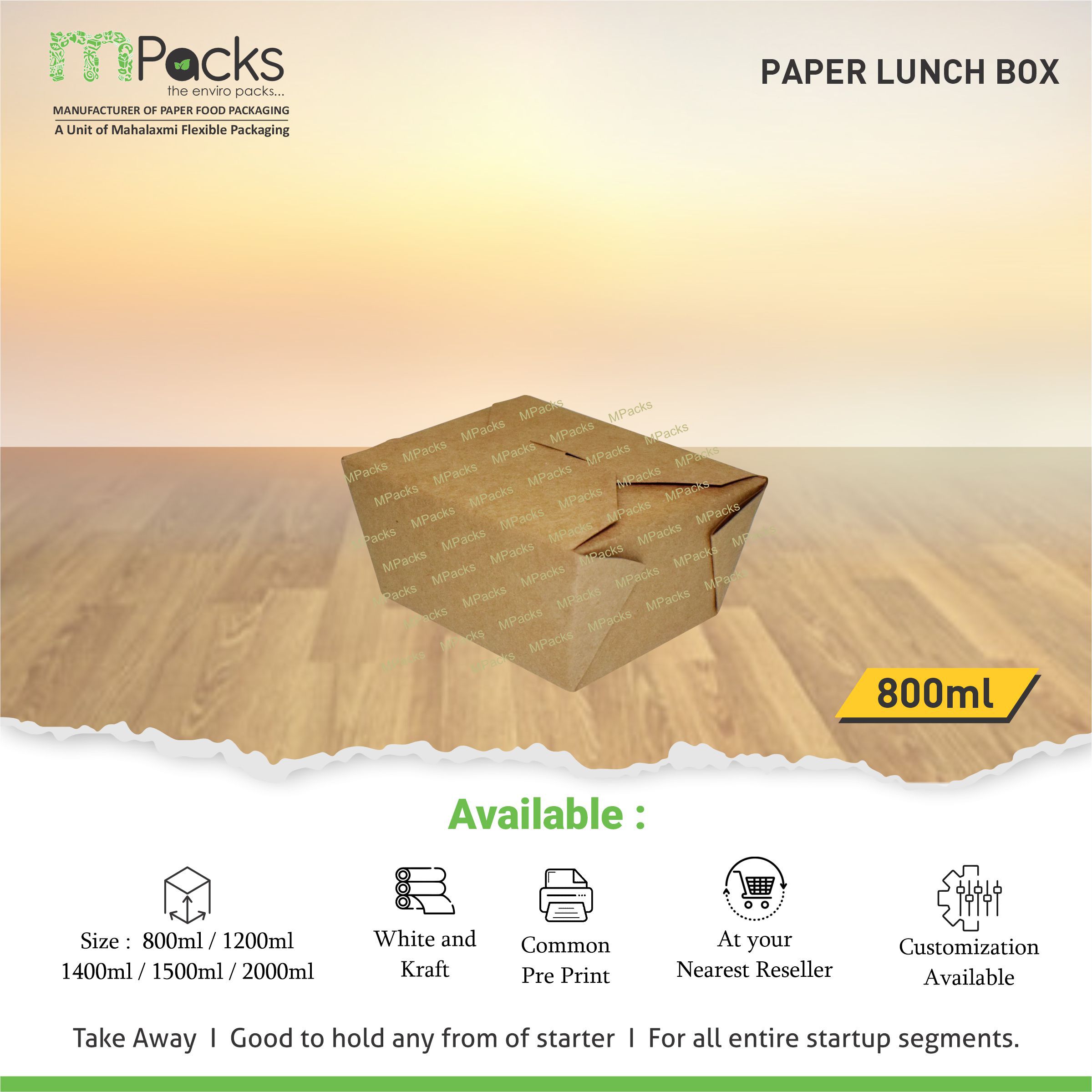800 ML paper lunch box