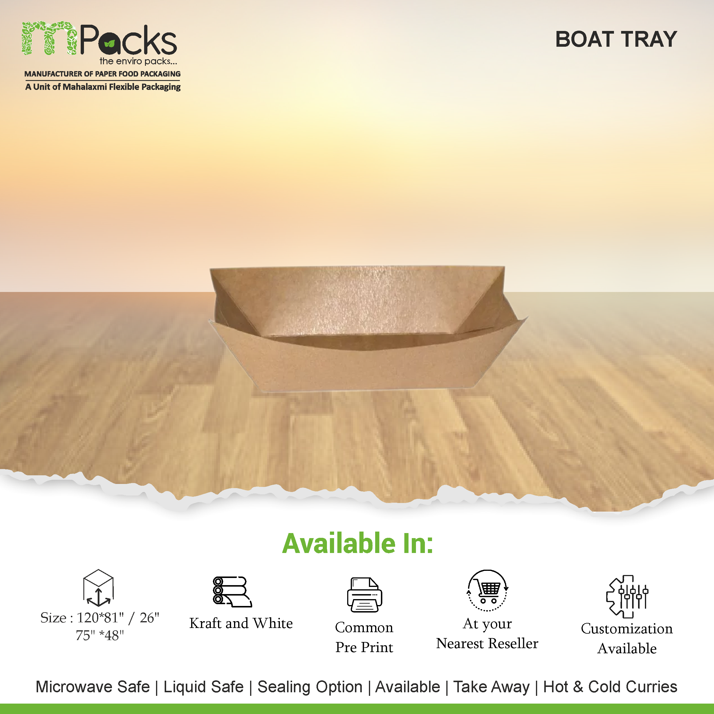 Boat Tray 10oz Kraft