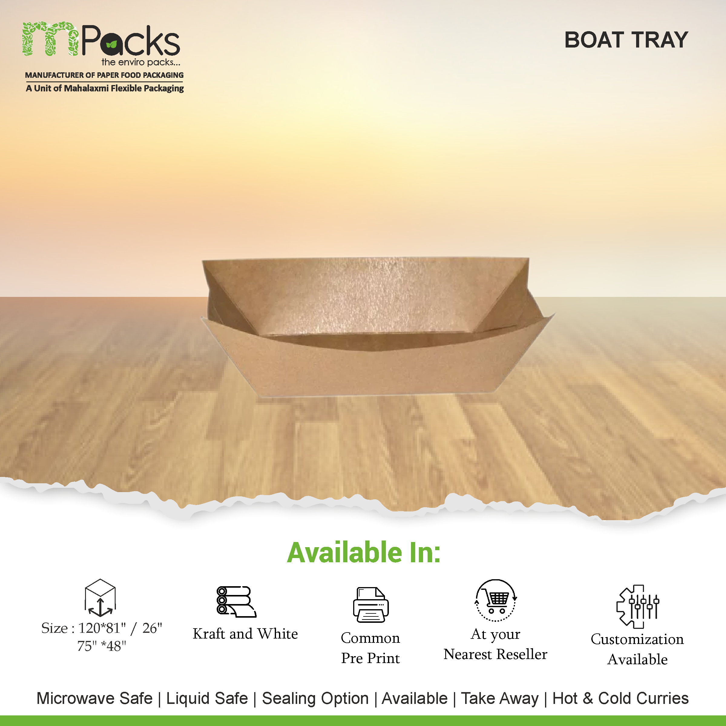 Boat Tray 14oz Kraft