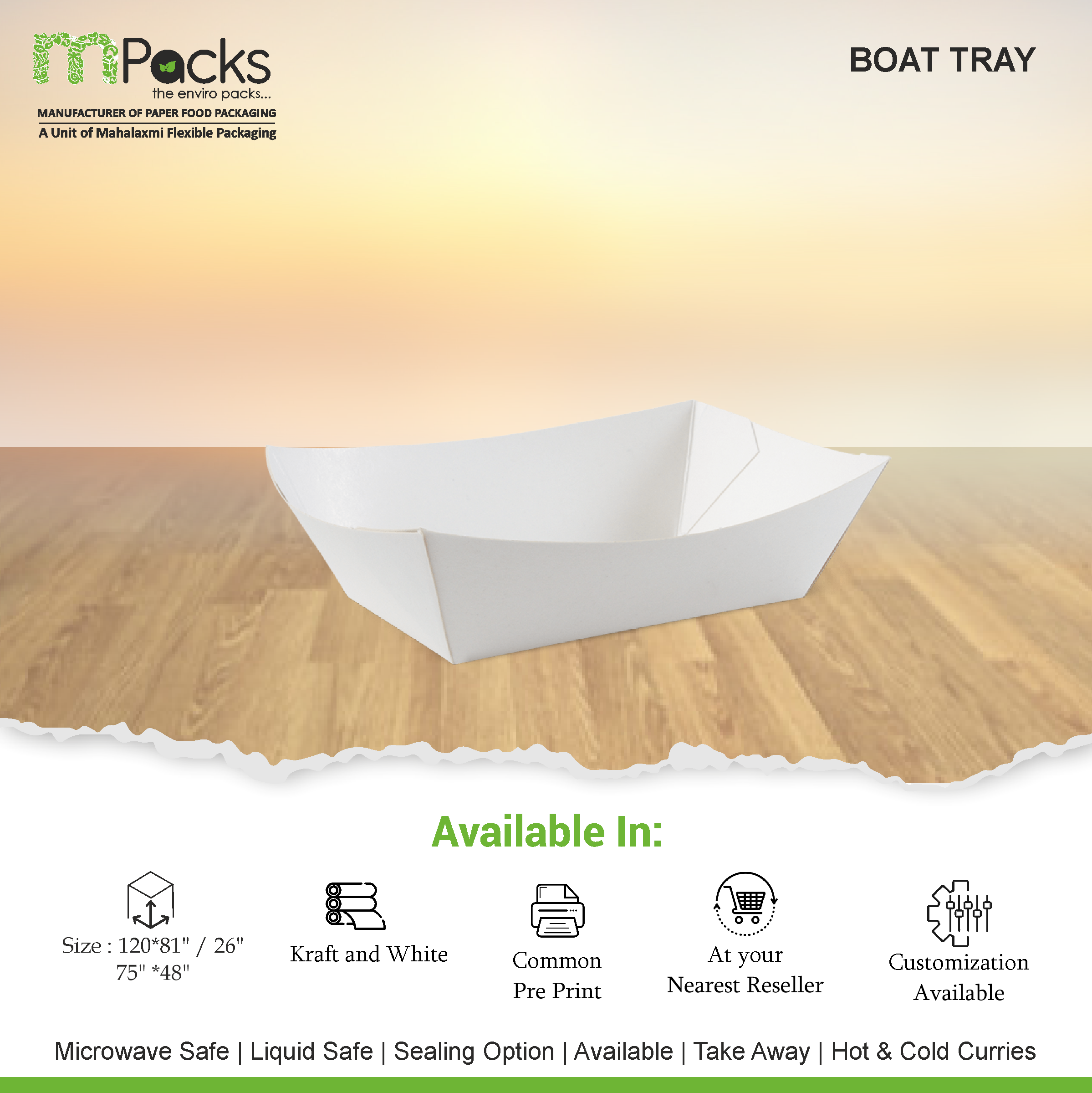 Boat Tray 14oz White
