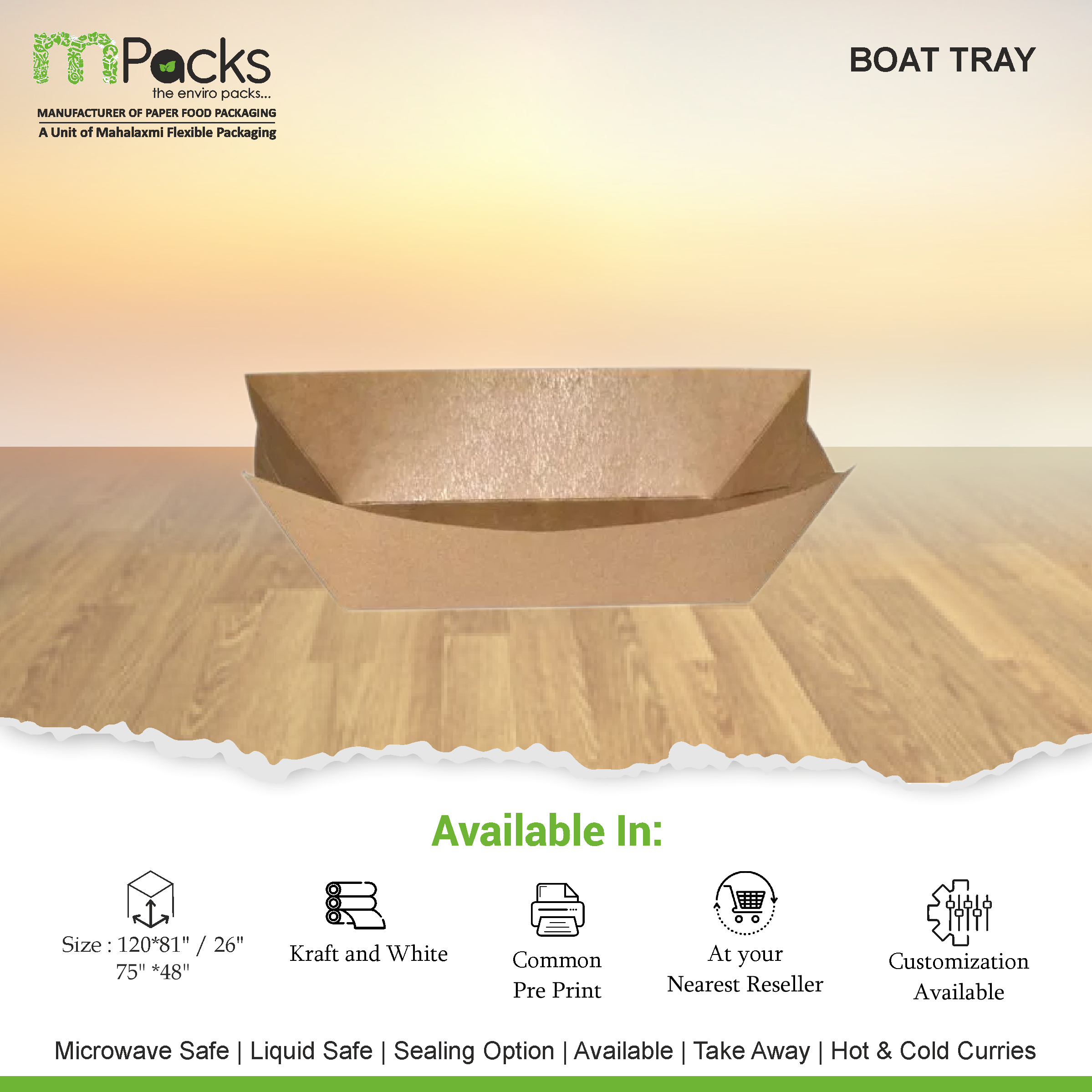 Boat Tray 24oz Kraft