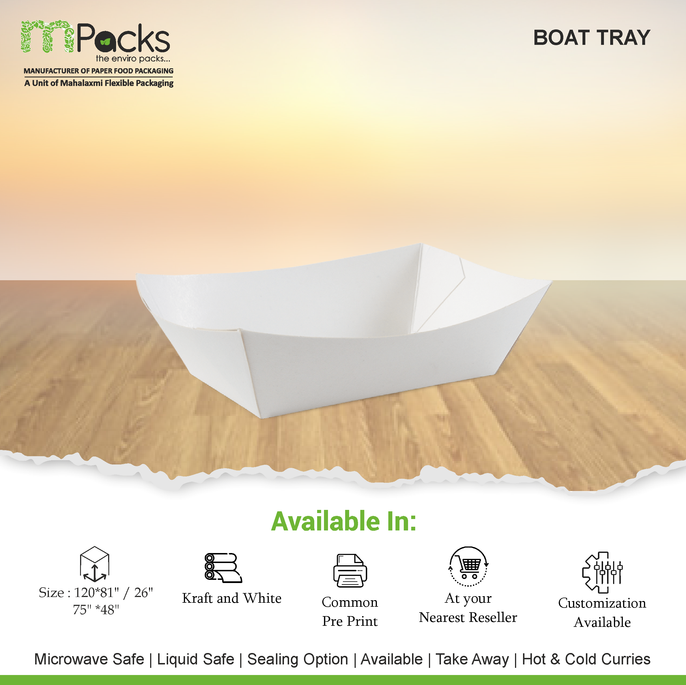 Boat Tray 24oz White
