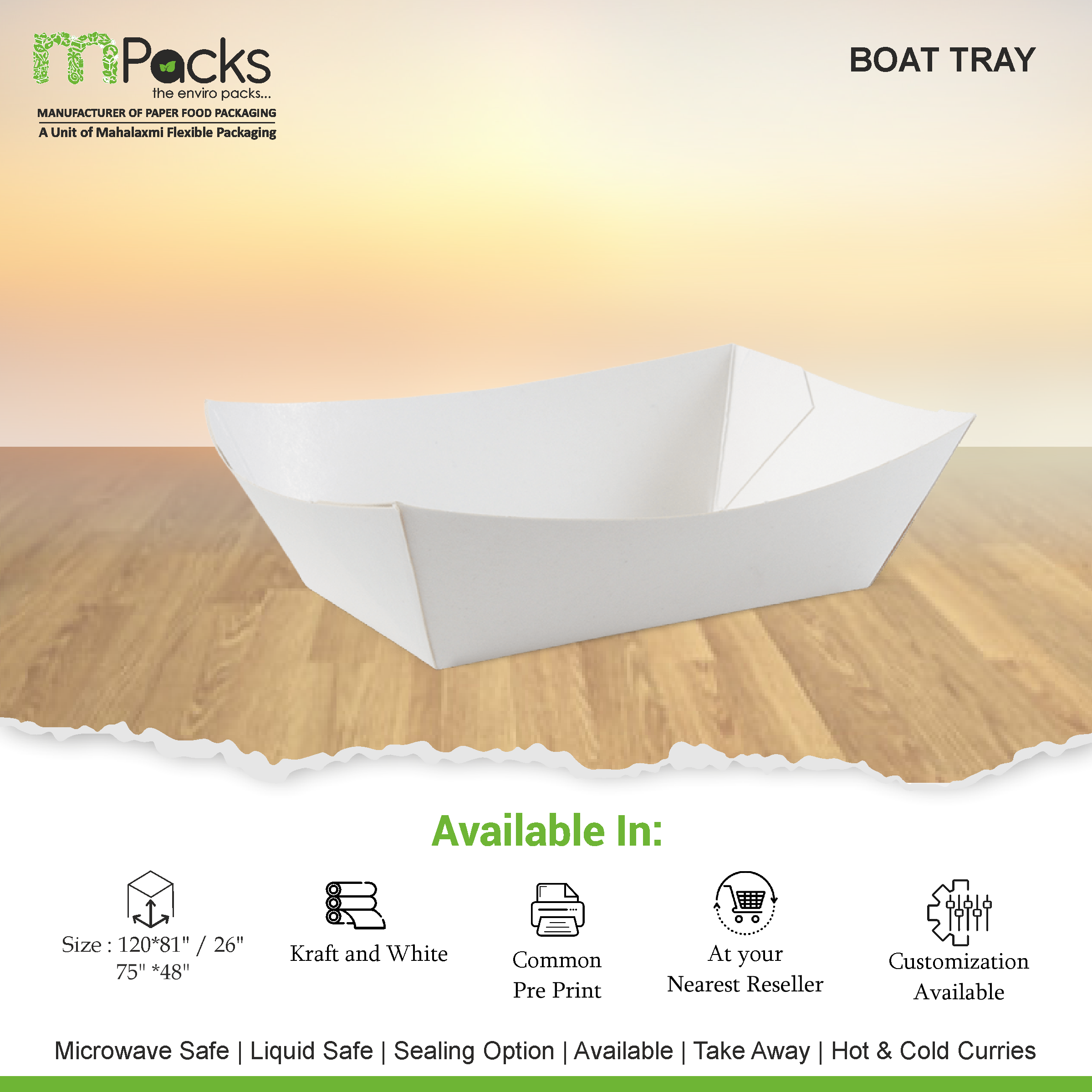 Boat Tray 32oz White