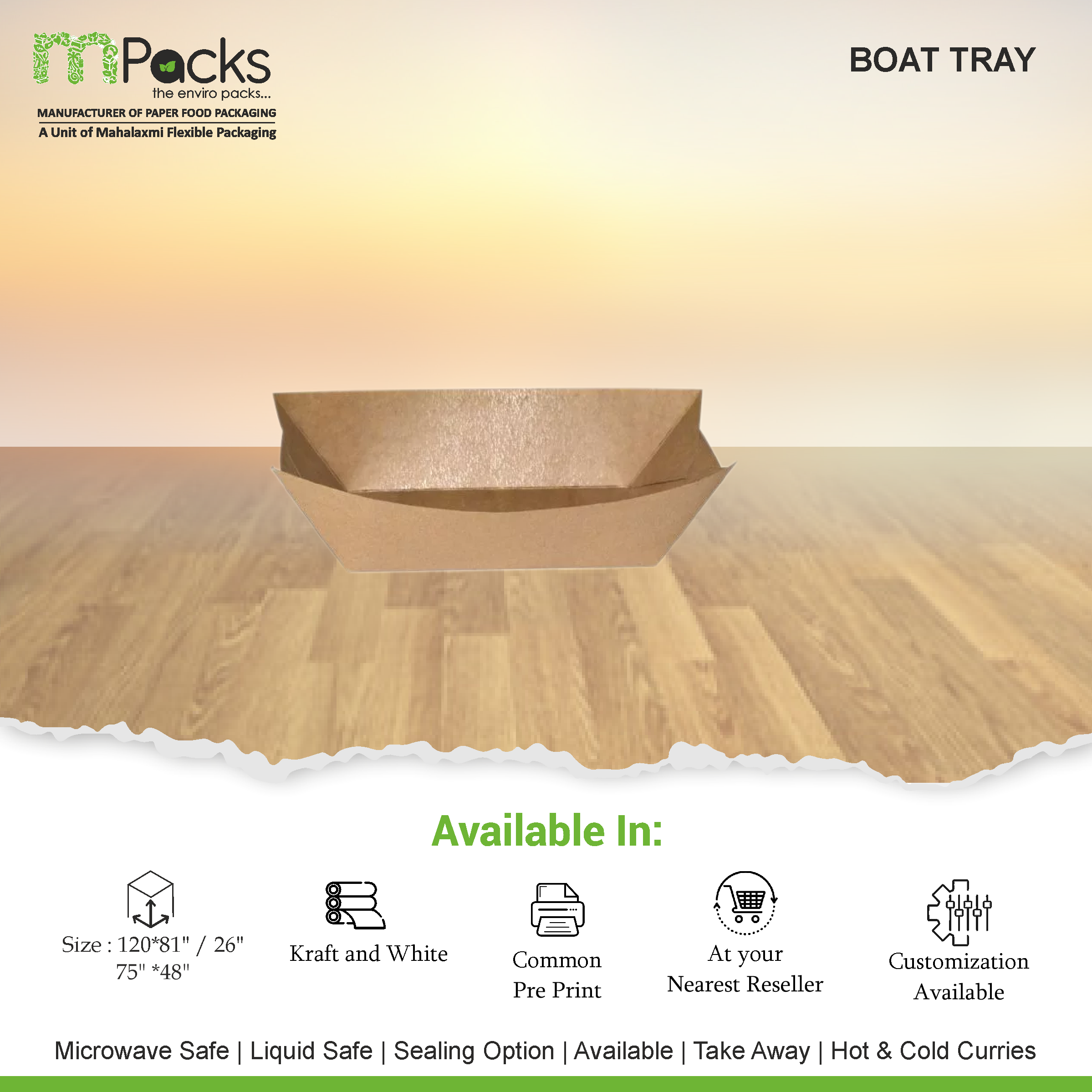 Boat Tray 4oz Kraft