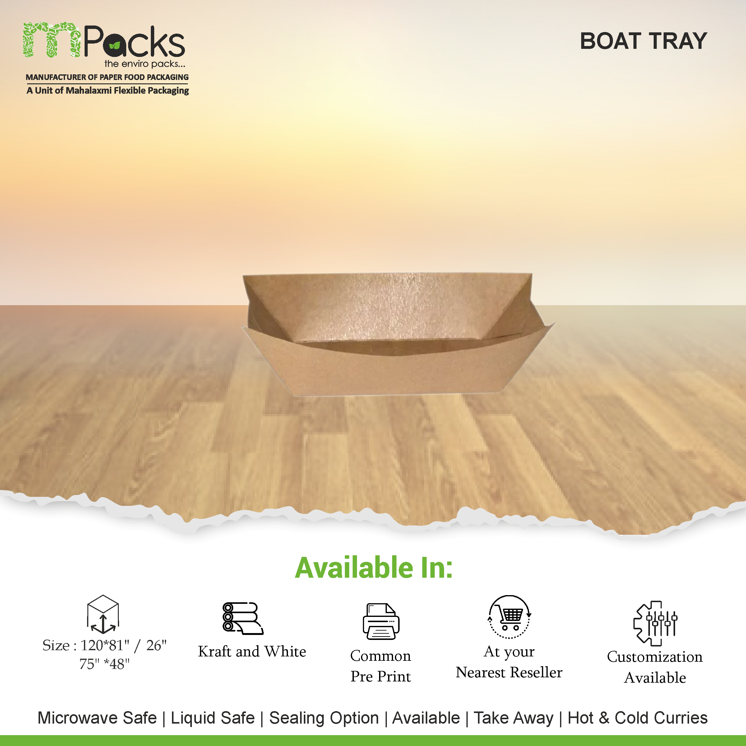 Boat Tray 6oz Kraft