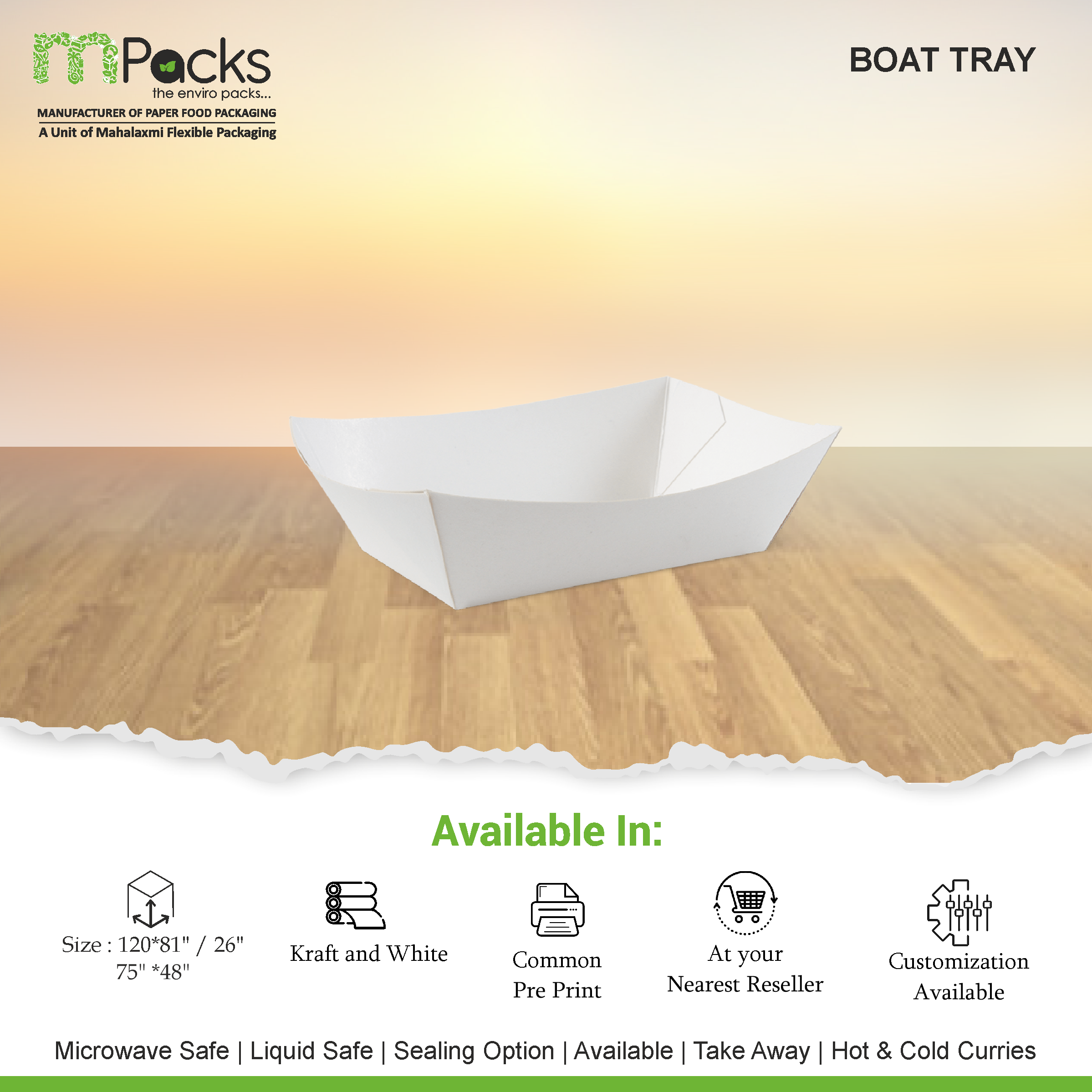 Boat Tray 6oz White
