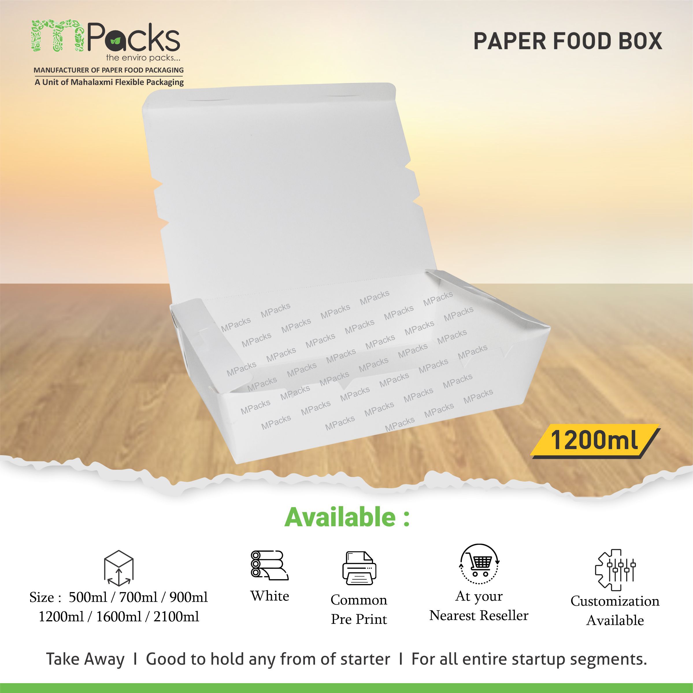 Paper food box 1200 ml