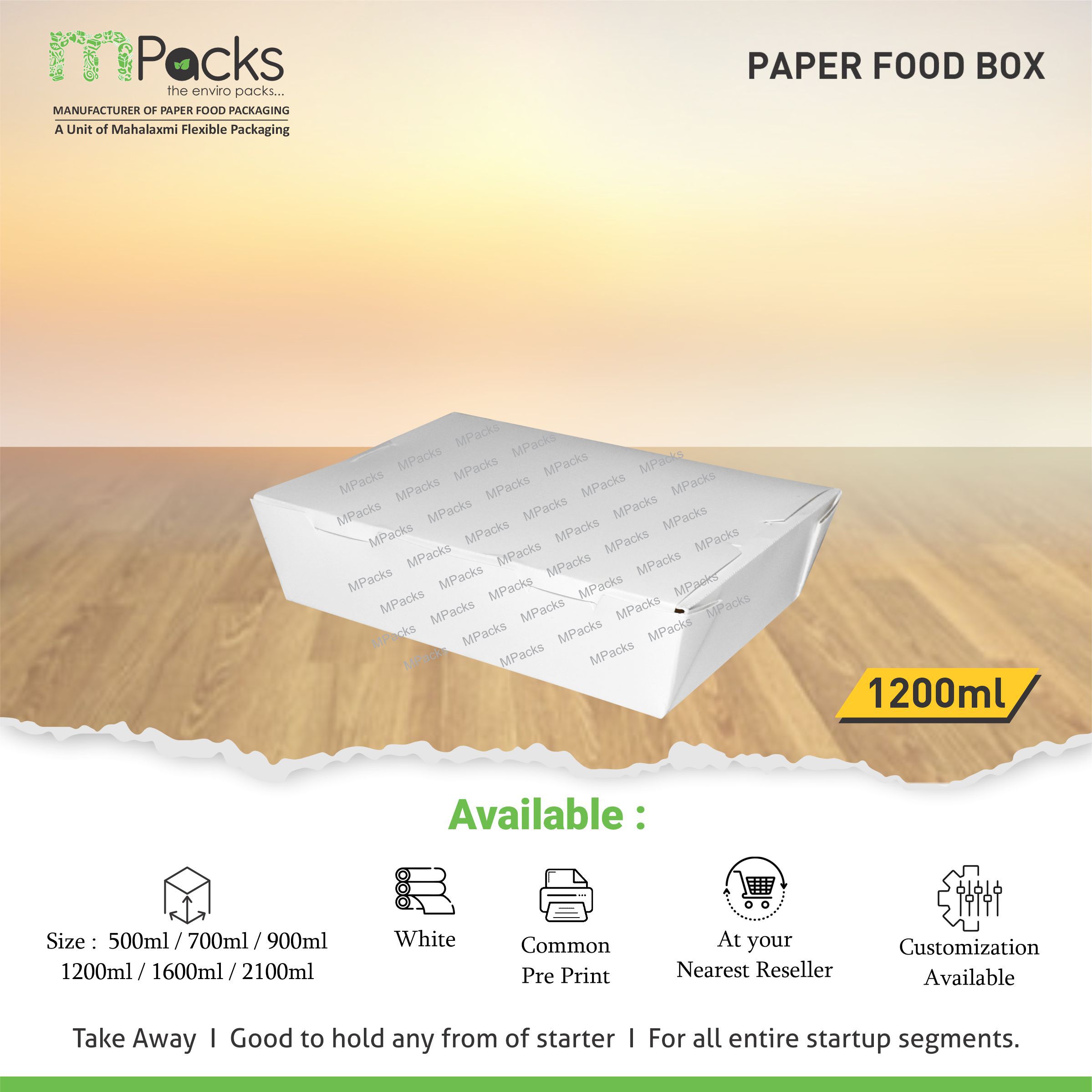 Paper food box 1200 ml