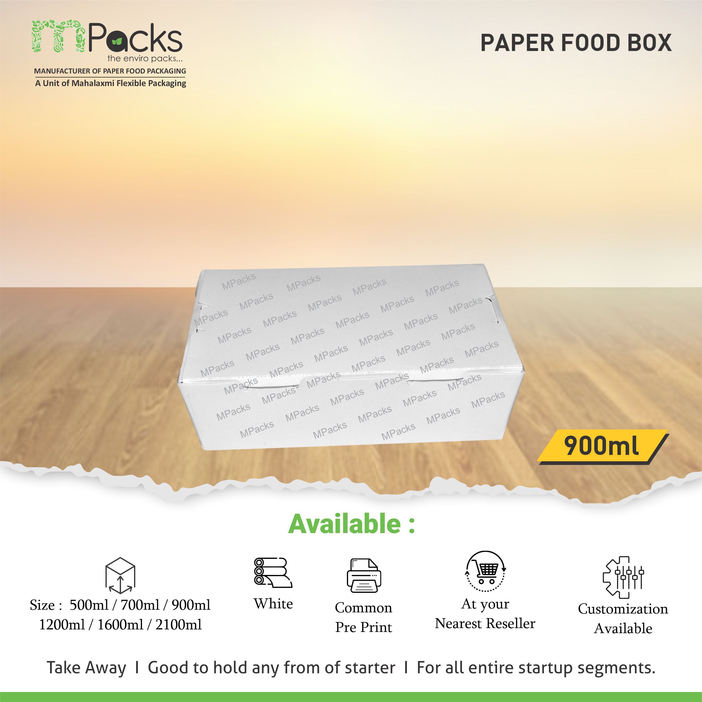 Paper food box 900 ml