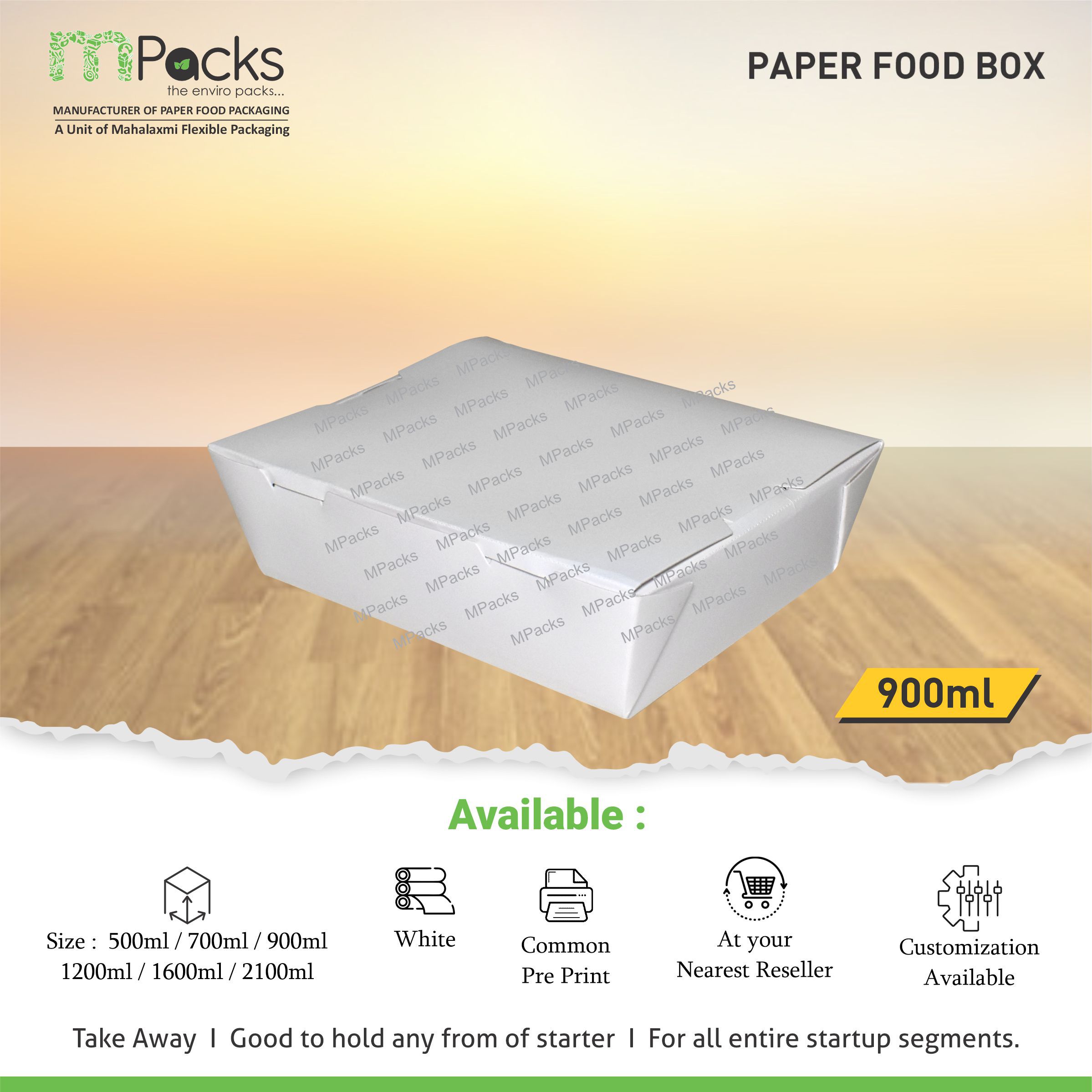 Paper food box 900 ml