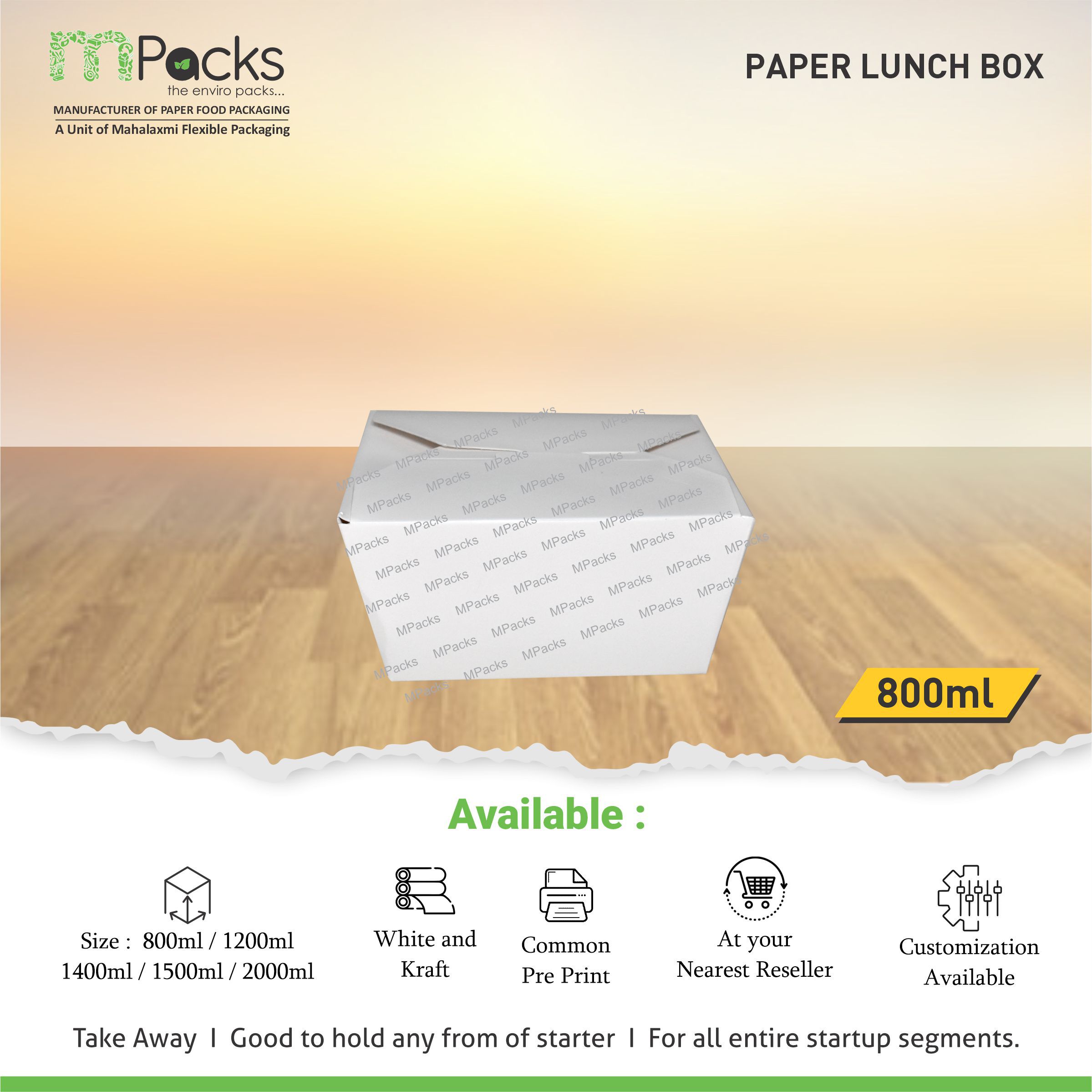 paper lunch box 800 ml