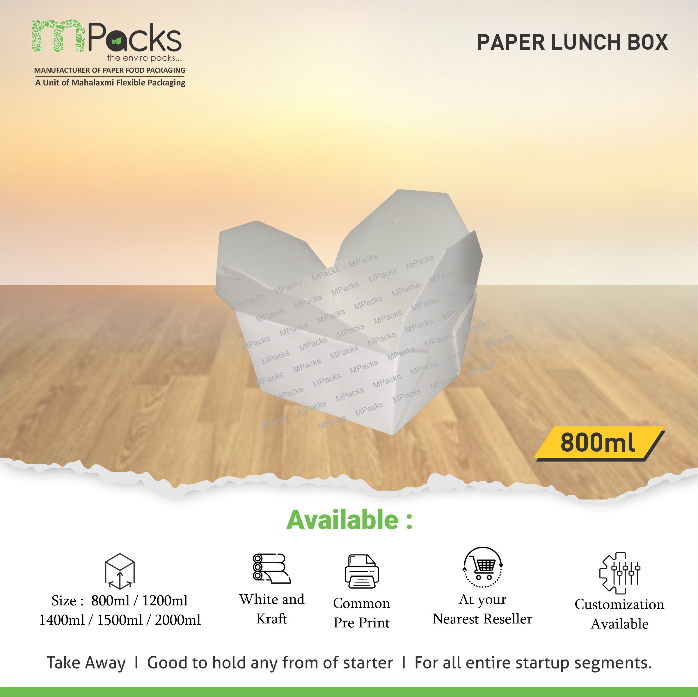 paper lunch box 800 ml