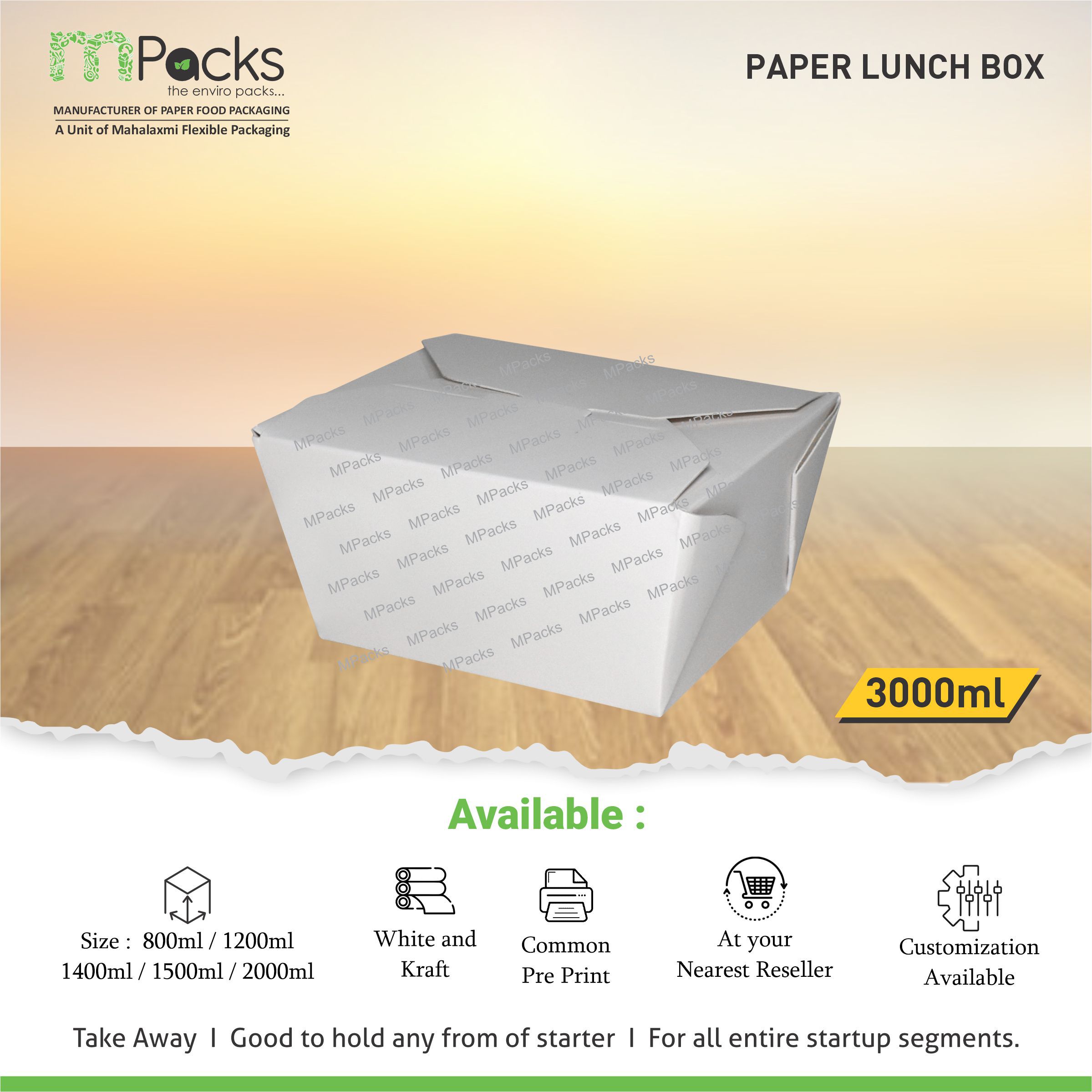 paper lunch box 3000 ml