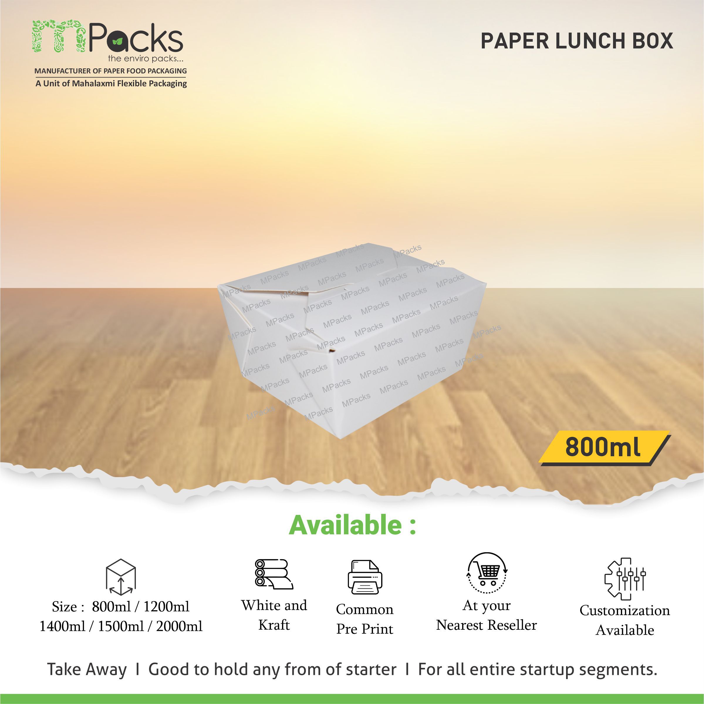 paper lunch box 800 ml