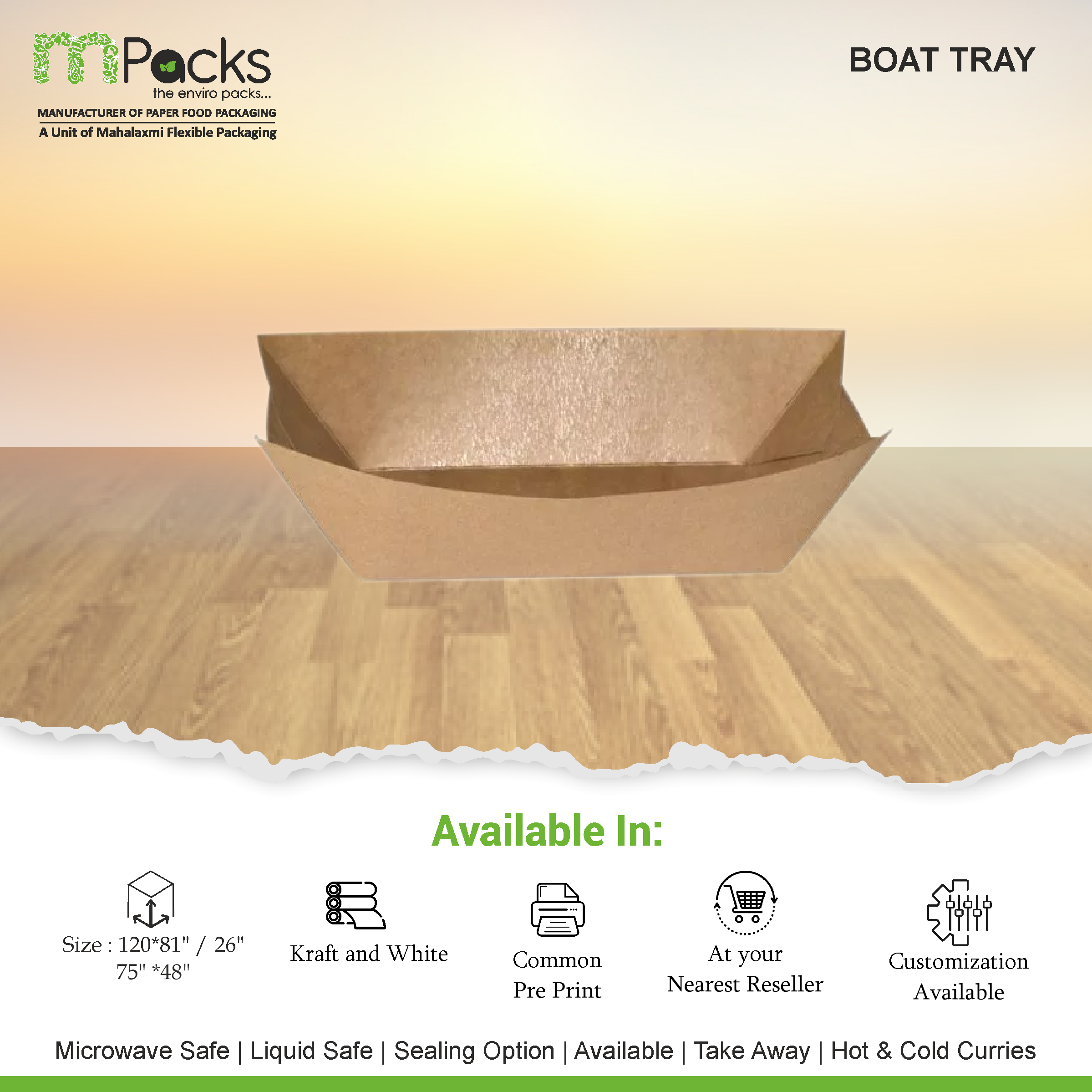 Boat Tray 32oz Kraft